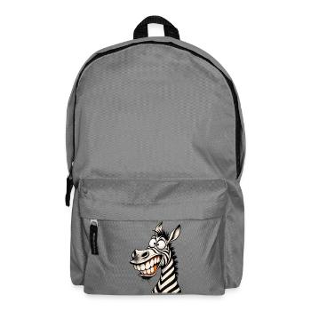 Lustige verrückte Zebra-Zeichentrick-Lächeln Tier-Humor-T-Shirt - Rucksack - Mittelgrau - Vorne