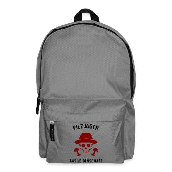 Totenkopf mit Hut und Pilzlogo - Rucksack - Mittelgrau - Vorne