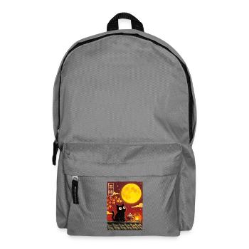 Schwarze Katze unter Vollmond - Rucksack - Mittelgrau - Vorne