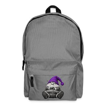 Weihnachtswichtel mit lila Wintermütze - Rucksack - Mittelgrau - Vorne