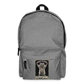 Lustiger Waschbär Was passiert hier überhaupt Meme Tee - Rucksack - Mittelgrau - Vorne