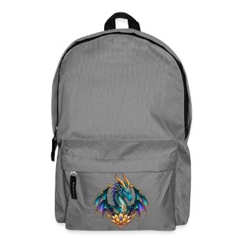 Lotusdrache – Türkiser Fantasy-Drache in Gold - Rucksack - Mittelgrau - Vorne