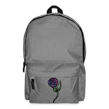 Blaues Rosen-Aquarell auf Schwarz - Rucksack - Mittelgrau - Vorne