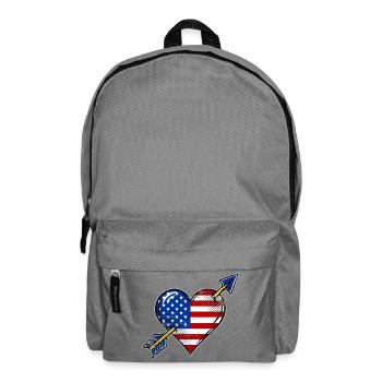 USA Flagge Herz mit Pfeil used look - Rucksack - Mittelgrau - Vorne