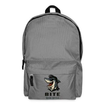Cooler Hai im Rockabillylook mit Bite with Style - Rucksack - Mittelgrau - Vorne