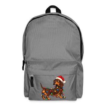 Lustiger Weihnachtsdackel mit bunter Lichterkette - Rucksack - Mittelgrau - Vorne
