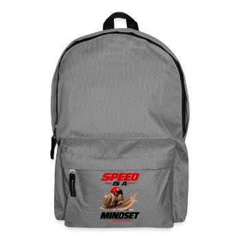  Speed Is A Mindset Schnecke Mit Rennhelm Und - Rucksack - Mittelgrau - Vorne