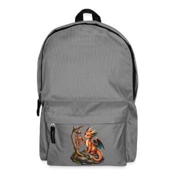 Kleiner Kupferdrache mit Windspiel - Rucksack - Mittelgrau - Vorne