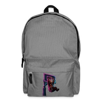 Bär Basketball Dunk Synthwave Retro Neon T-Shirt - Rucksack - Mittelgrau - Vorne