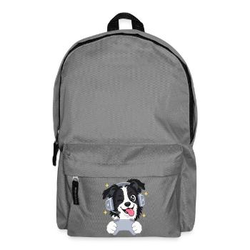 Gaming Border Collie mit Headset und Controller - Rucksack - Mittelgrau - Vorne