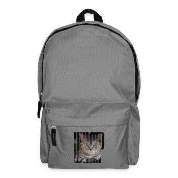 Katze WAS Text Drucken - Rucksack - Mittelgrau - Vorne