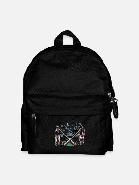 Majestätisches Alphorn Bergmusik - Kinder Rucksack - Schwarz