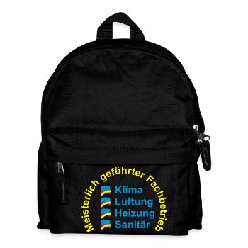 Klima Lüftung Heizung Sanitär - Meisterlich - Kinder Rucksack - Schwarz - Vorne