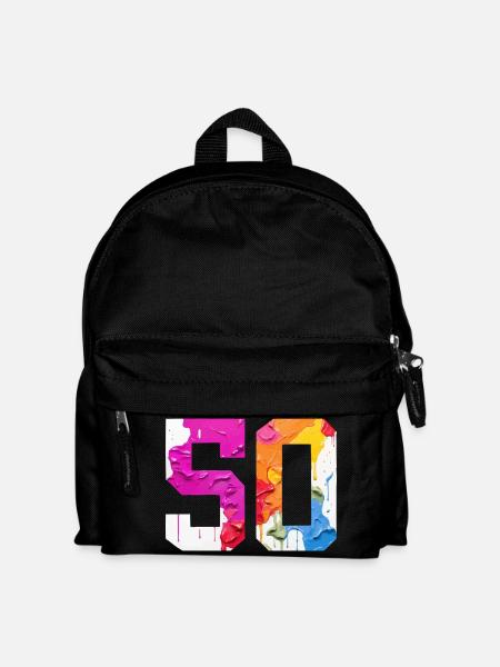 FARBIG NUMMER 50 BUNT 50. GEBURTSTAG - Kinder Rucksack - Schwarz