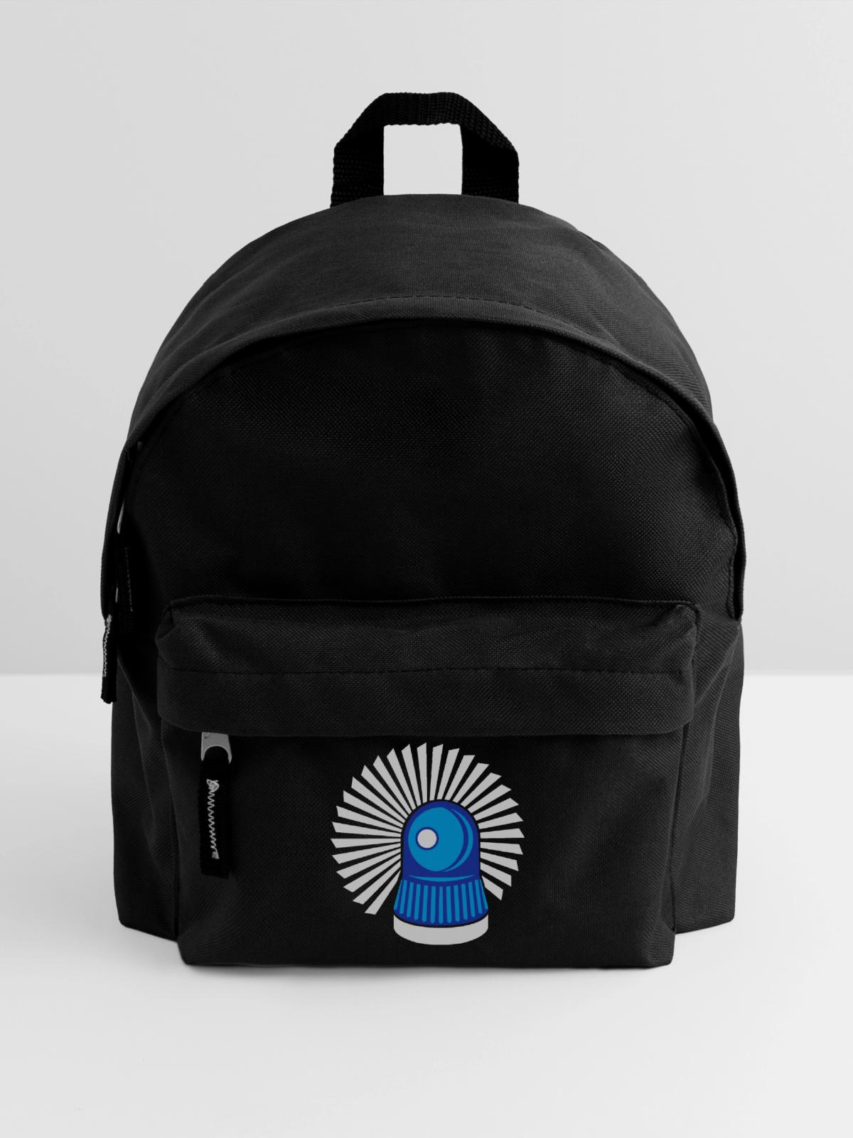 Blaulicht Rundumleuchte - Kinder Rucksack - Schwarz - Vorne