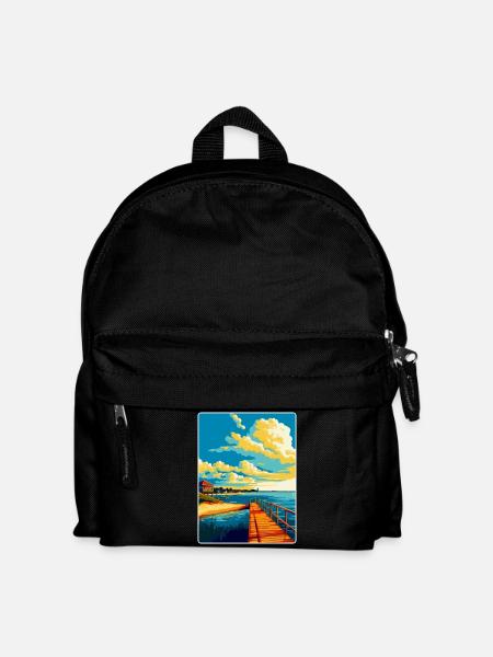 Swinoujscie Polen Vintage Reiseplakat Souvenir - Kinder Rucksack - Schwarz