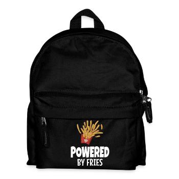 Powered By Pommes Junk Food - Kinder Rucksack - Schwarz - Vorne
