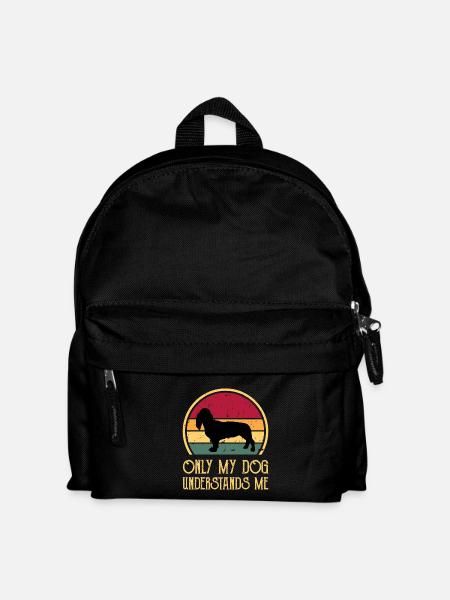 Basset Artesien Normand Hund Silhouette Retro Sun - Kinder Rucksack - Schwarz