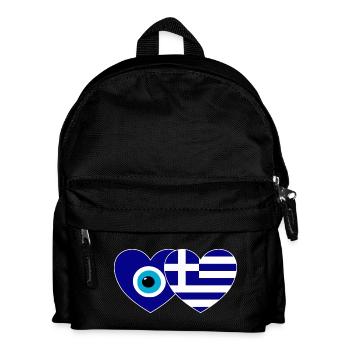 Greece Flag Lucky Charm Nazar Pearl - Kids' Backpack - black - Front