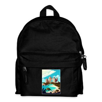 Atlantis Paradies Karibik Vintage Reise Poster - Kinder Rucksack - Schwarz - Vorne