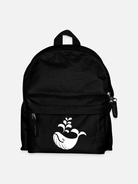 Wal mit Wasserstrahl-Design - Kinder Rucksack - Schwarz