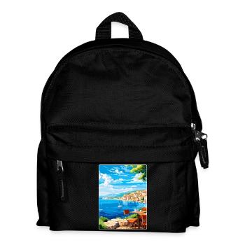Kroatien Vintage Reiseplakat Souvenir Souvenir - Kinder Rucksack - Schwarz - Vorne