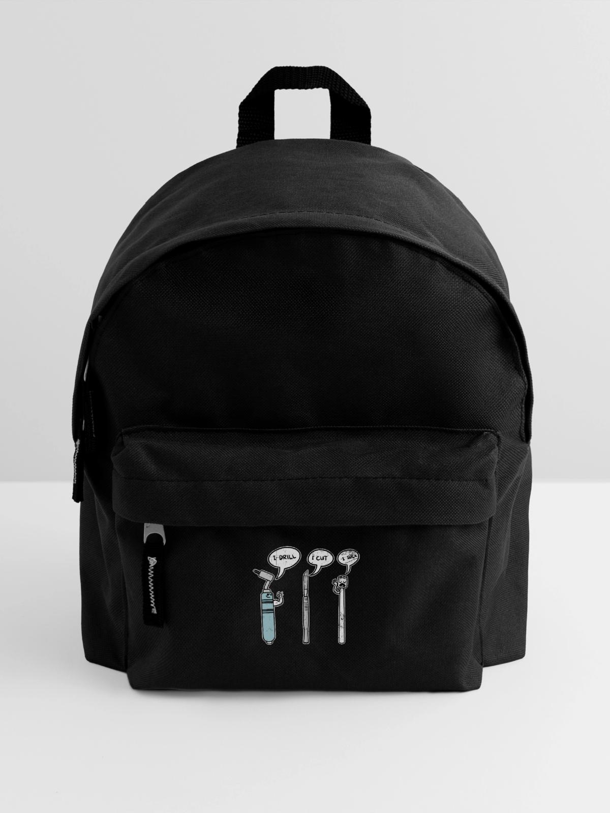 Behutsamer Zahnarzt Zahnkrone - Kinder Rucksack - Schwarz - Vorne