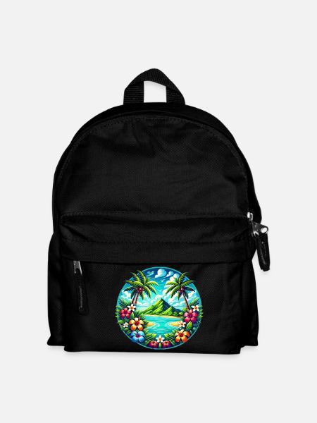 Caribbean Island Logo - Kids' Backpack - black
