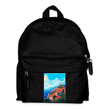 Eze Frankreich Vintage Reiseplakat Souvenir Souvenir - Kinder Rucksack - Schwarz - Vorne