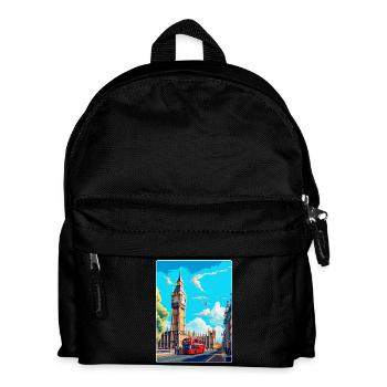 Big Ben London England Uk Travel Poster Souvenir - Kids' Backpack - black - Front