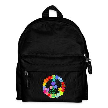Hippi Blumenkranz Frieden und Liebe - Kinder Rucksack - Schwarz - Vorne
