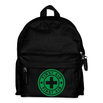 First Aid Medical Cross Safety Sign Vector Icon - Kids' Backpack - black - Front