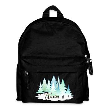 Winter Winterlandschaft Schnee Tannen - Kinder Rucksack - Schwarz - Vorne