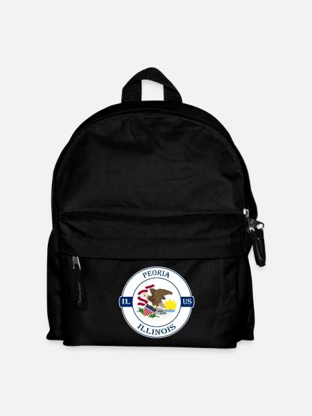 Peoria Illinois Flagge USA Reise Souvenir Abzeichen - Kinder Rucksack - Schwarz