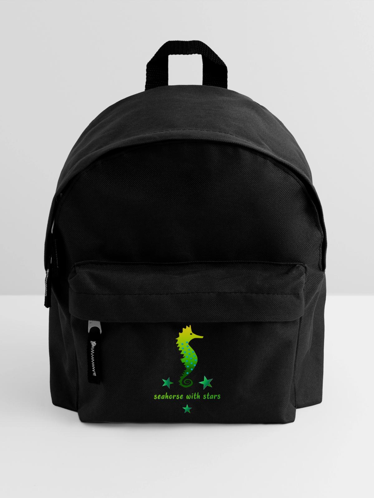 grünes Seepferdchen mit Sternchen - Kinder Rucksack - Schwarz - Vorne
