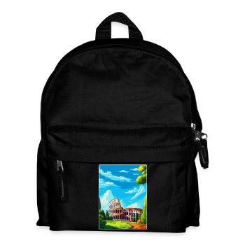 Rom Italien Vintage Reiseplakat Souvenir Souvenir - Kinder Rucksack - Schwarz - Vorne