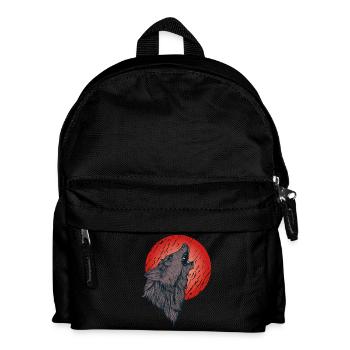 Howling wolf, full moon - Kids' Backpack - black - Front