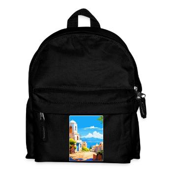 Kos Griechenland Vintage Reise Poster Souvenir Souvenir - Kinder Rucksack - Schwarz - Vorne
