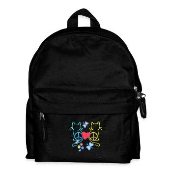 Retro Hippie Cats Peace Cat Vintage Hippies - Kids' Backpack - black - Front