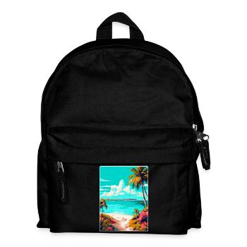 Turks Caicos Islands Caribbean Travel Poster WPA - Kids' Backpack - black - Front