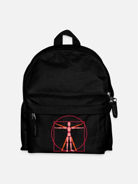 Dummy Gliederpuppe Leonardo da Vinci Mensch - Kinder Rucksack - Schwarz