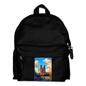 Notre Dame France Vintage Travel Poster Souvenir - Kids' Backpack - black - Front