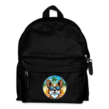 Papillon Hunderasse Cartoon Sonnenbrille Strand - Kinder Rucksack - Schwarz - Vorne
