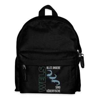 Wels angeln Waller fischen Sportfischen auf Wels - Kinder Rucksack - Schwarz - Vorne