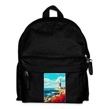 Portland Bill England Uk Travel Poster Souvenir - Kids' Backpack - black - Front