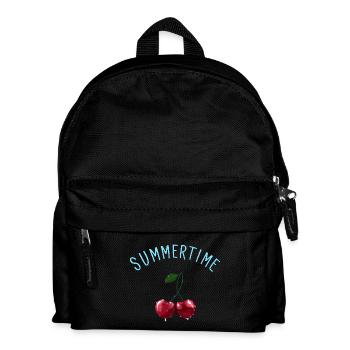 Summertime - Kirschen mit hellblauem Schriftzug - Kinder Rucksack - Schwarz - Vorne