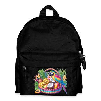 Fruit basket with parrot - Kids' Backpack - black - Front