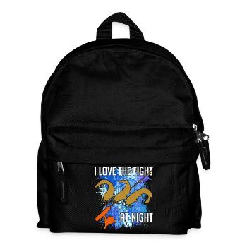 Waller Welssilhouette Angelrute und Farbkleckse - Kinder Rucksack - Schwarz - Vorne