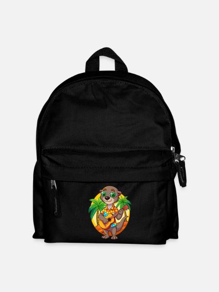 Lustige Otter Cartoon Sommer Strand Sonnenbrille Gitarre - Kinder Rucksack - Schwarz