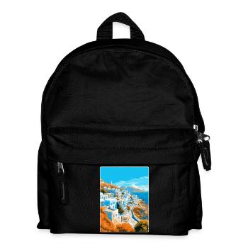Ios Griechenland Vintage Reise Poster Souvenir Souvenir - Kinder Rucksack - Schwarz - Vorne